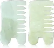 BBTO 2 Pcs Jade Comb for Scalp Massage Gua sha Comb for Head Body spa Hair Multifunctional Handheld Massage Tools(Classic Style)