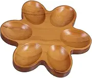 MOLUCKFU 6 Wooden Egg Tray Tray Egg Plate Holder Fridge Countertop Hen Counter Chicken Plate Storage Refrigerator Display Serve Kitchen Brown Rubber Wood
