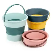 3 Pack Collapsible Plastic Bucket, 2.6 Gallon/10L Foldable Round Tub with Han...