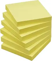 Khxriypha Sticky Notes 3x3 Self-Stick Notes Pads with 6 Bright Colors, Easy to Post for Office, Shool, Home,Restaurant,6 Pads/Pack, 50 Sheets/Pad-Yellow