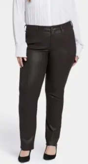NYDJ Marilyn Straight Jeans Coated Cordovan (Brown) Size 22 W~ NWT