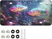 AIXIWAWA License Plate Neon Fishes Print for Automobile Front Rear 12x6 in Standard Aluminum Alloy Metal Car Tags Decorative Plates