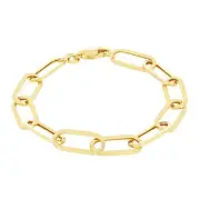 14k Yellow Gold 7mm Paperclip Chain Rolo Elongated Link Cable Bracelet Womens 7"