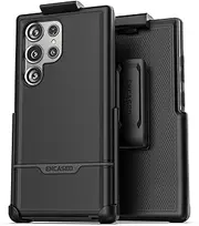 Encased Rebel Designed for Samsung Galaxy S24 Ultra Belt Clip Case (2024) Protective Phone Case with Holster (Black) (S24 Ultra)