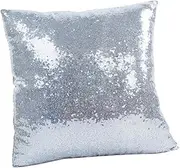 HOLIDYOYO Solid Color Silver Glitter Sequins Throw Pillow Cover Decorative Cushion Case for Sofa Couch Living Room Bedroom Car Party Club