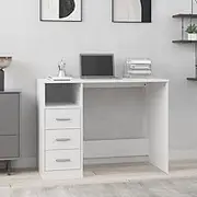 Modern White Desk with Engineered Wood, Storage Drawers, and Open Compartment - Ideal Computer, Gaming, and Office Table (102x50x76 cm)