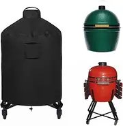 WOMACO Cover for Large Big Green Egg Waterproof Ceramic Grill Cover Heavy Duty Outdoor Small Medium XL Smoker Green Egg Ventilated Protective Covers (Large, Black)