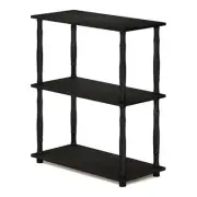 Furinno Turn-N-Tube Wood 3-Tier Shelf Display Rack w/ Classic Tubes in Espresso