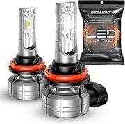 SEALIGHT H11 LED Fog Light Bulb or DRL, 10000LM 24W Strong Penetration H8 H9 H16 H11 Fog Lights LED Bulb, 6500k Cool White 5530 CSP Chips, IP68 Waterproof Plug and Play, Pack of 2