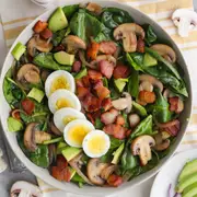 Breakfast Salad of Mixed Veggies, Chorizo, Bacon, Free Range Boiled Eggs and Balsamic Vinaigrette (breakfast)