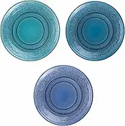 Villa d'Este Home Tivoli Set of 6 Bread Plates Diameter 15 cm Made of Glass, Imperial Ocean