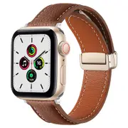 Nevenka Apple Watch Strap Folding Buckle for iWatch Ultra Series 8 SE 7 6 5 4 3 2 1-Brown