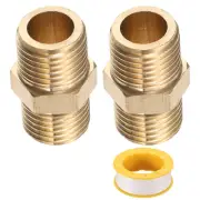 2pcs Brass Threaded Pipe Fitting G 1/4 Male Hex Nipple Pipe Adapter
