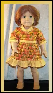 Doll Clothes Made 2 Fit American Girl 18" inch Dress Pumpkins Orange Green