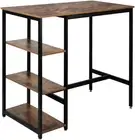 Levede High Bar Table Pub Industrial Storage Shelf Wooden Rustic Brown Kitchen