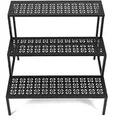 Mofesun 3-Tier Metal Plant Stand Indoor - Tiered Outdoor Plant Holder for Flower Pot Display, Garden Ladder Shelf Flower Step (Straight)