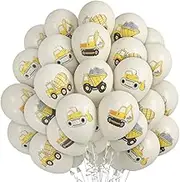 Pack of 36 Construction Vehicle Balloons, Excavator Balloon, Construction Site Children's Birthday Decoration, Truck Crane Print Balloons, Vehicles Balloons for Children Boys Birthday Baby Shower