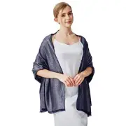 Sparkling Metallic Pashmina Shawl Wraps Scarf for Evening F#. Navy & Silver