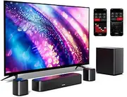 5.1ch Sound Bar for Smart TV with 2 Surround Speakers, Virtual Surround Sound System for TV, App Control, Home Theater Sound System, Wired Subwoofer, Peak Power 250W, Opt/BT/AUX, Aura A30