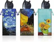 [WIRESTER] Set of 3 Polyester Sunglasses Pouch, Eyeglasses Soft Case with Drawstring Closure