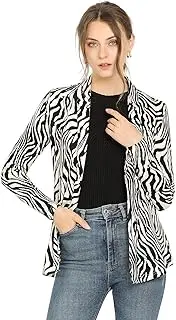 [Allegra K] Women's Fall Lightweight Long Sleeves Open Front Zebra Print Cardigan