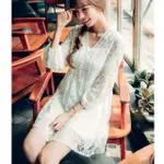 全新/現貨  *韓國*質感白色氣質V領高腰蕾絲洋裝