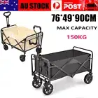 Garden Beach Cart Wagon Foldable Utility Shopping Trolley Trailer Outdoor Picnic