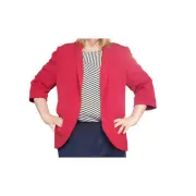 NEW Chico's Size 3/XL 3/4 Sleeve Open Front Jacket Red Size 2 Long Shawl Collar