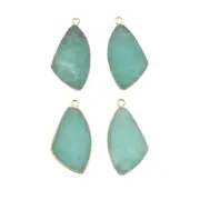 Antique Design Amazonite 24k Gold Plated DIY Earring Pair Connectors Lot 2 Pairs