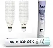 12-Pack Goose Feather Badminton Shuttlecocks with High Durability 3 in 1 Badminton Balls Model D1