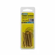 Zenith 10G x 50mm Brass Plated Hinge-Long Threads Countersunk Head Timber Screws