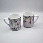 Ted Baker Stacking Mug Tea Cups Floral Hangarden Design Set Of 2 NWT