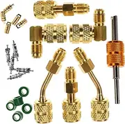 BESTYASH 1Set Air Conditioning Refrigeration System Adapter Kit Conversion Connectors Valve Core Remover Tool Set for Hvac Mini Split Systems Durable Versatile Use