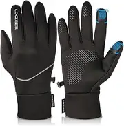 [LOKZEER] Winter Cycling Gloves for Men Women: Wind Waterproof Thermal Gloves with Touchscreen & Anti-Slip Palm, Lightweight Warm Gloves for Biking, Running, Hiking & Sports - Black