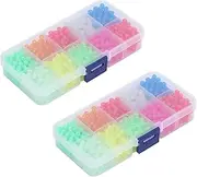 AIMALL 2 Boxs 5mm Glow-in-The-Dark Luminous Fishing Beads, Plastic Round Coloured Beads for Fishing Rigs, Luya Soft Bait, Spinner, Texas Rigs Accessories