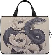 Laptop Case Sleeve Shockproof Computer Carrying Bag Black Snake And Flower Laptop Bag Tote Lightweight Notebook Case Cover Traveling Briefcase Handle Bags for Travel Business 17inch