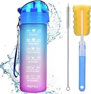 XACIOA 32oz Water Bottle with Straw,Drink Bottle with Time Marking Leakproof BPA Free,Ensure You Drink Enough Water Throughout The Day for Fitness and Outdoor Enthusiasts (18-lanzi)