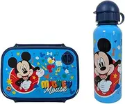 Diakakis Kids Children's Lunch Box Set - Sandwich Box & Aluminium Water Bottle 500 ml - School Travel Lunch Food Set BPA Free (Mickey Mouse)