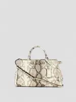 GUESS Snake Print Lefia Luxury Satchel Bag in Beige
