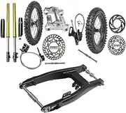 YC Yier 17" 14" Wheels Combo 70/100-17 and 90/100-14 Tire with Rim + Front Forks End Triple Clamp + Rear Swing Arm Disc Brake Assembly for Dirt Pit Bike Apollo SSR 110cc 125cc 140cc 150cc 160cc