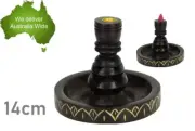 1pc 14cm Black Mango Wood Backflow Cone Burner Incense Holder Statue Xmas Gift