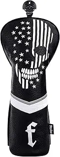 caiobob mytag Golf Skull Skeleton Head Cover Golf Club Black Leather Headcovers Fit Driver Fairway Wood Hybrid