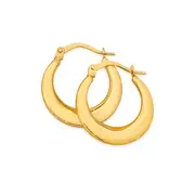 9ct Gold 12mm Slight Facet Creole Earrings