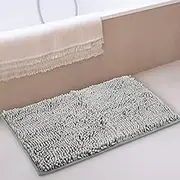 U Shaped Toilet Bath Rugs, Luxury Chenille Contour Bathroom Mat, Soft Comfortable Commode Bathroom Floor mat, Super Water Absorption, Non-Slip, Extra Thick, Machine Wash (Light Grey, 20X32)