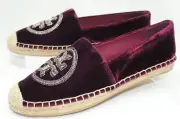 New Tory Burch Espadrille Shoes Size 10 Flats Velvet Red