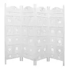 Iron Jali 4 Panel Room Divider Screen Privacy Shoji Timber Wood Stand - White