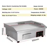 110V Electric Flat Cooking Griddle Grill Countertop Griddle Grill 3000W
