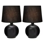 Set of 2 Capri Ceramic Base Modern Round Table Lamp - Black