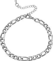 [Mikovivi] Bracelet for Men, 5mm Width Titanium Steel Bracelet Men Chain Bracelet Men Bracelets Cuban Link Chain for Husband Friend Rappers Lovers