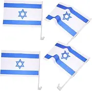 ANDRESLAD 4pcs Israel Car Flag Mini Car Flags National Country Flags Car Window Flag Israeli National Flag Car Stick Flag Israeli Flag Car Window Mount National Flag Israel Flags Polyester